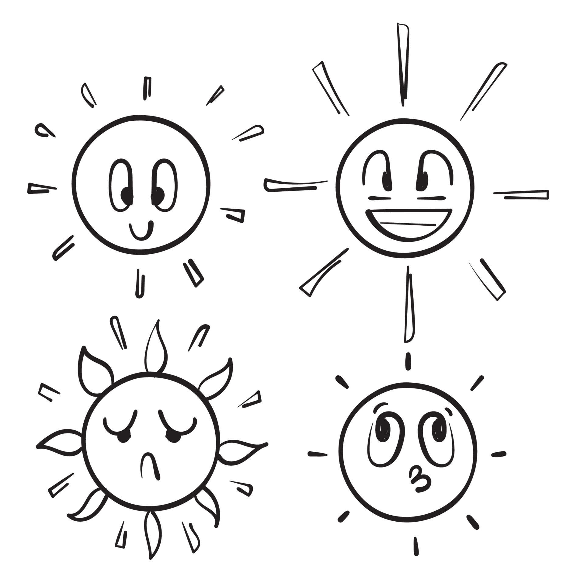 hand drawn doodle Sun characters illustration vector isolated 4926743 ...