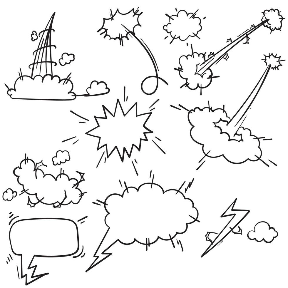 Speed hand drawn fast motion clouds, smoke blast or puff cloud motions.  doodle air wind storm blow explosion with cartoon drawing style vector  4926756 Vector Art at Vecteezy