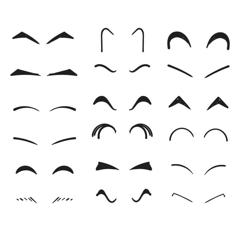 hand drawn doodle eyebrow illustration vector isolated