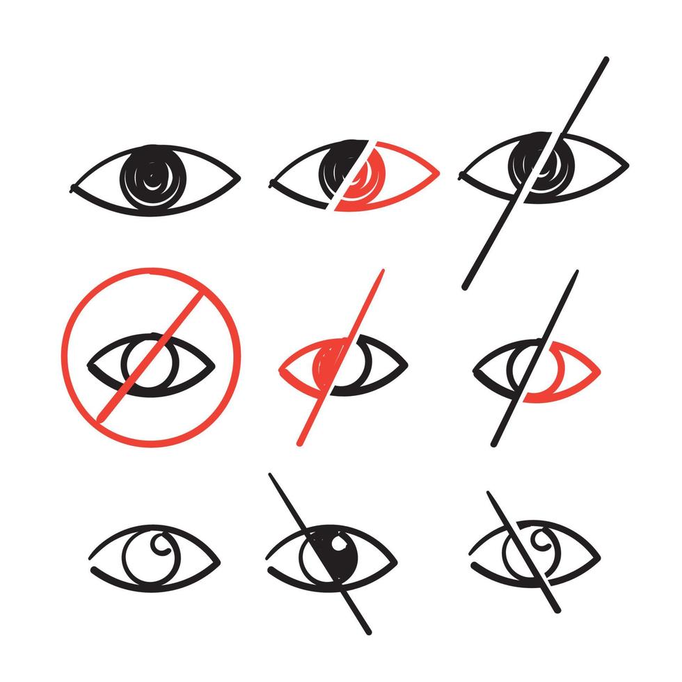 hand drawn doodle eyes symbol for sensitive content illustration vector isolated