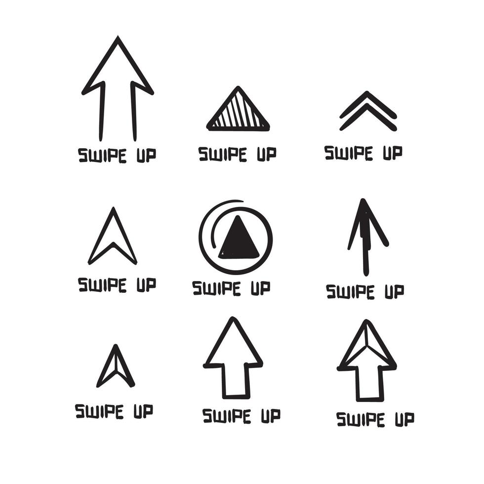 hand drawn doodle swipe up arrow symbol illustration vector isolated