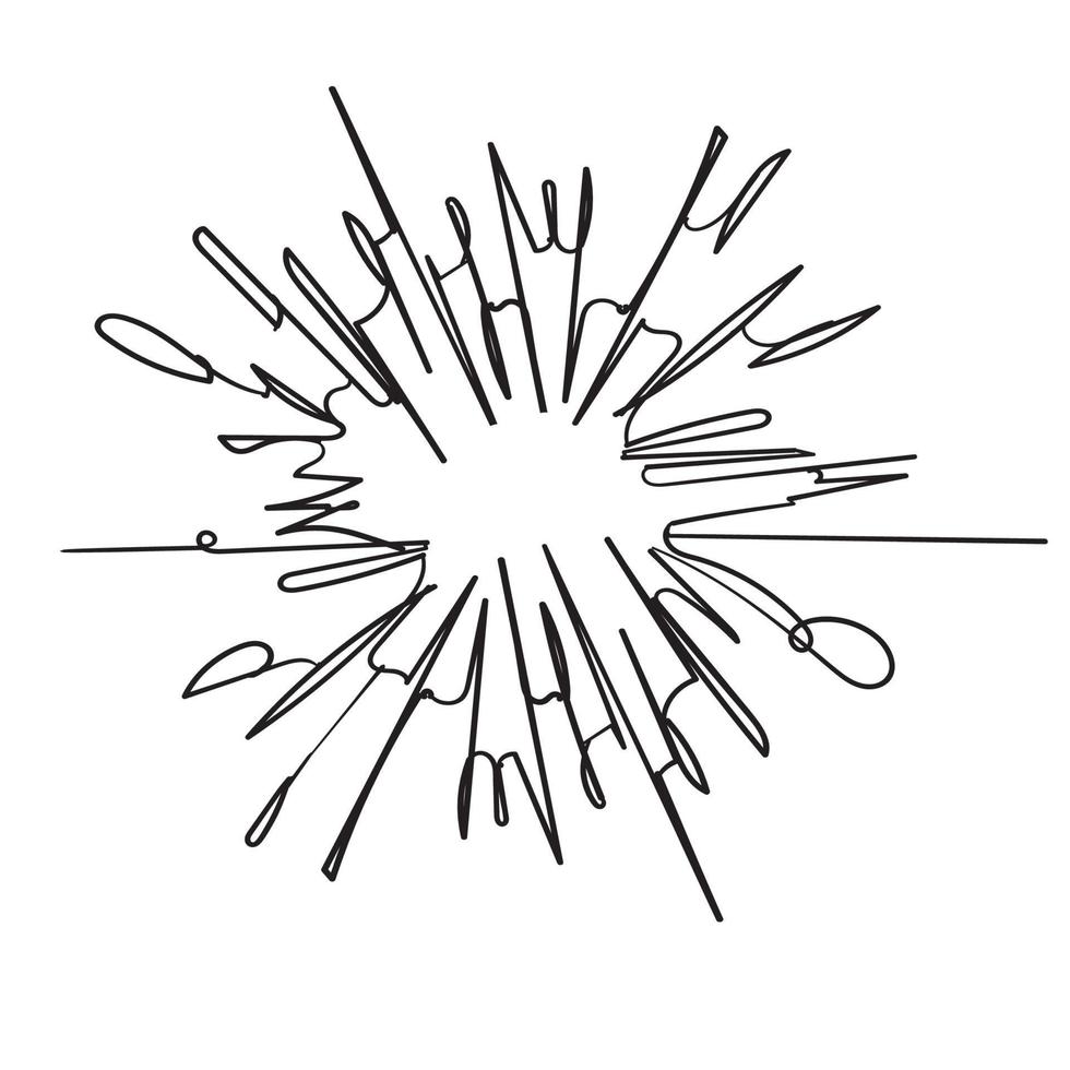 vector de elemento dibujado a mano starburst de línea continua