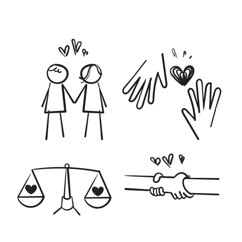 hand drawn doodle Icons Related to Harmony Relationships isolated background vector