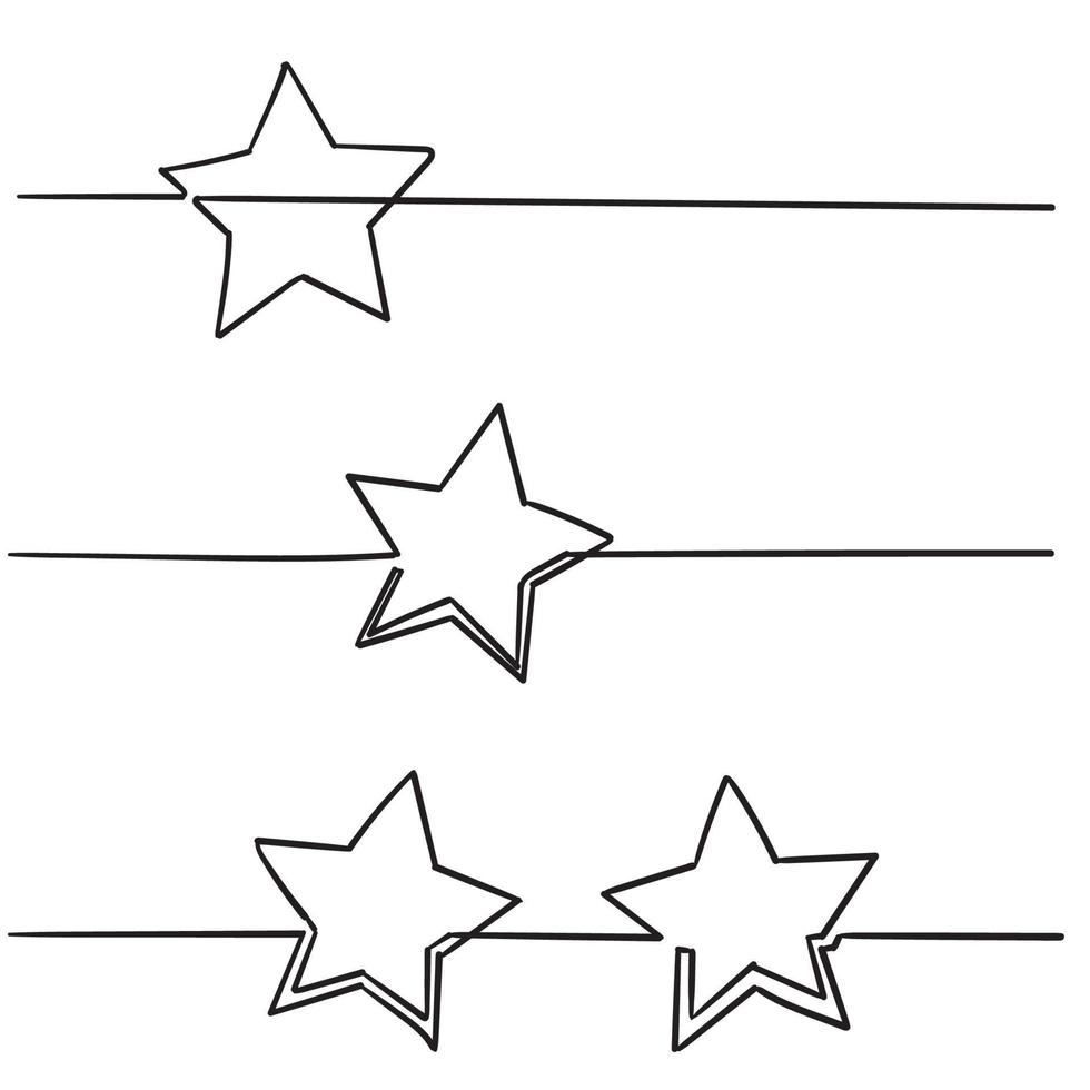 continuous line star with handdrawn doodle style vector