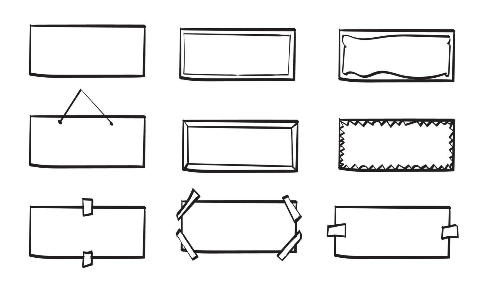 doodle frame collection handdrawn line style vector