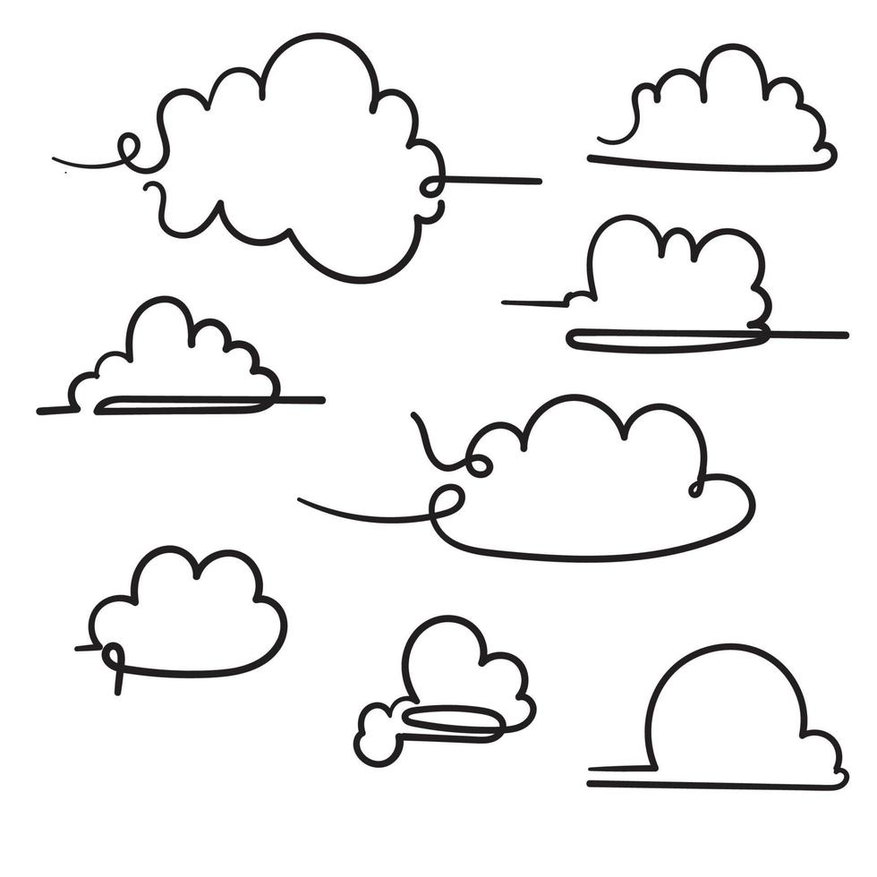 vector de ilustración de nube de doodle con estilo handdrawn