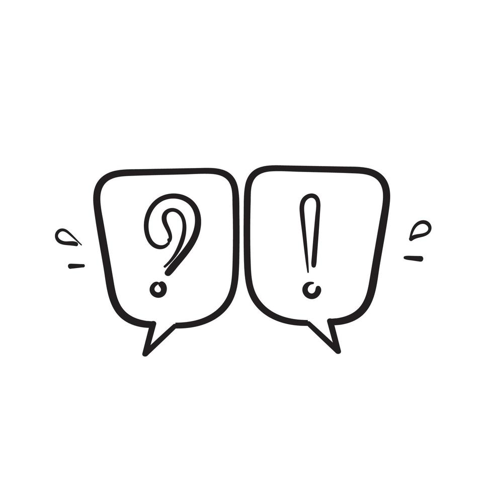 hand drawn doodle bubble speech with mark symbol for FAQ, questions and answers icon isolated vector