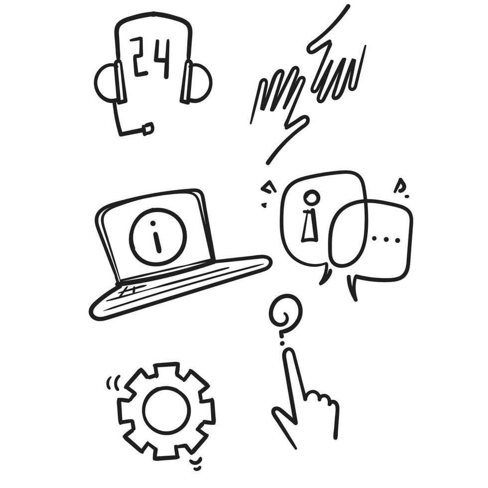 hand drawn doodle Customer service icons set isolated background vector