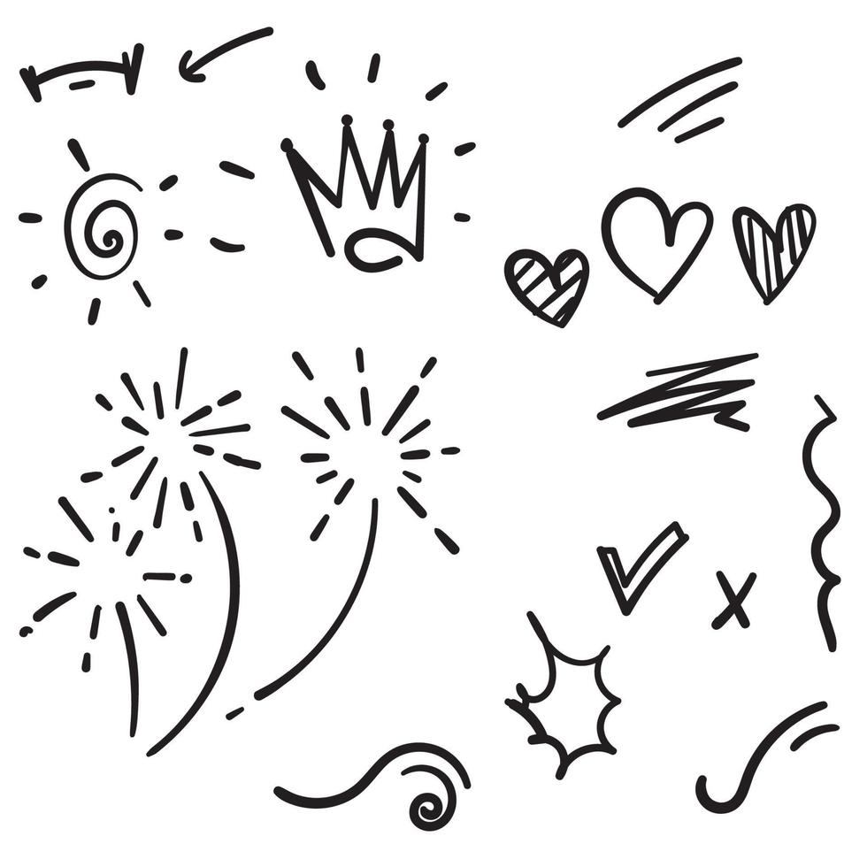 Vector hand drawn collection of design element doodle