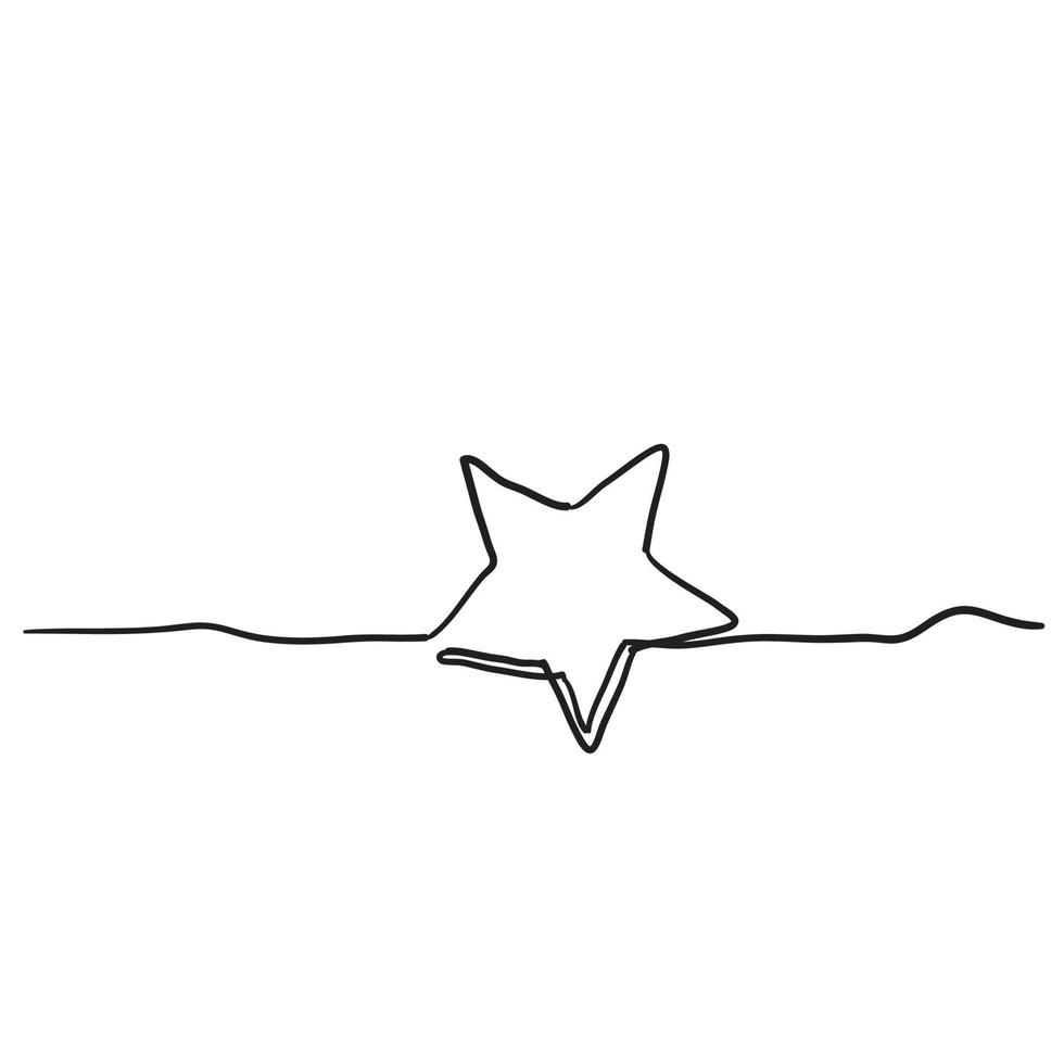 estrella de línea continua con vector de estilo doodle dibujado a mano