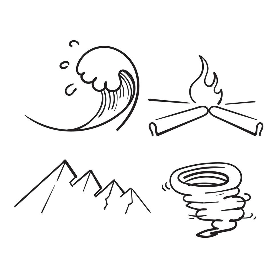 hand drawn doodle four nature element illustration symbol vector isolated