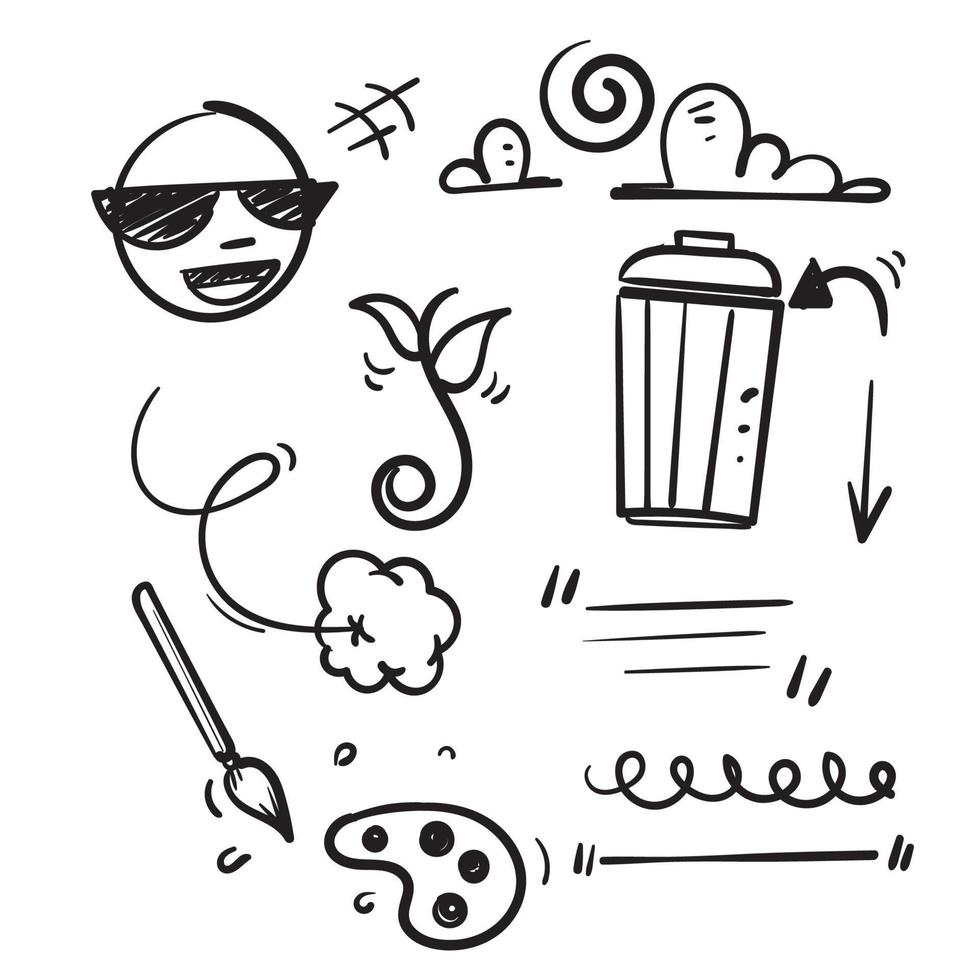 hand drawn doodle element collection object illustration vector isolated