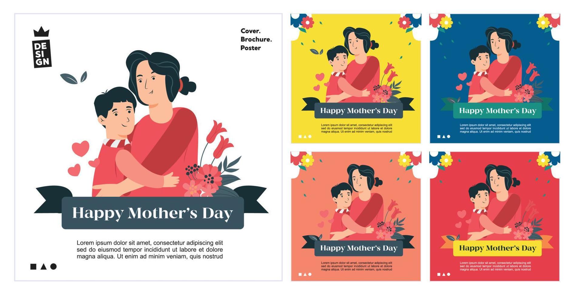 happy mother's day, feed mom hugs her child vector