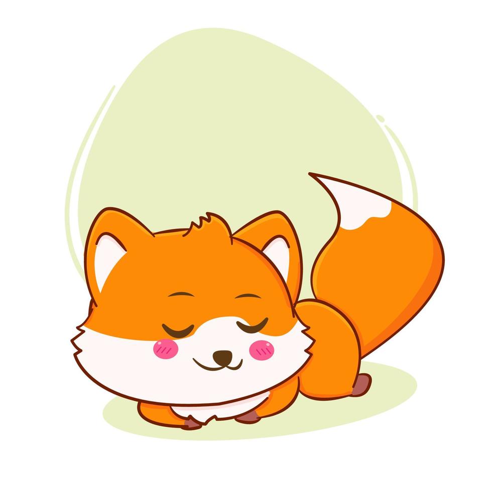 Cute fox sleeping cartoon character isolated hand drawn style vector