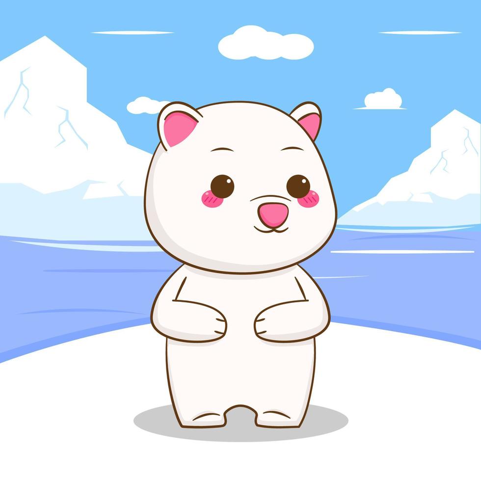 lindo personaje animal de dibujos animados de oso polar vector