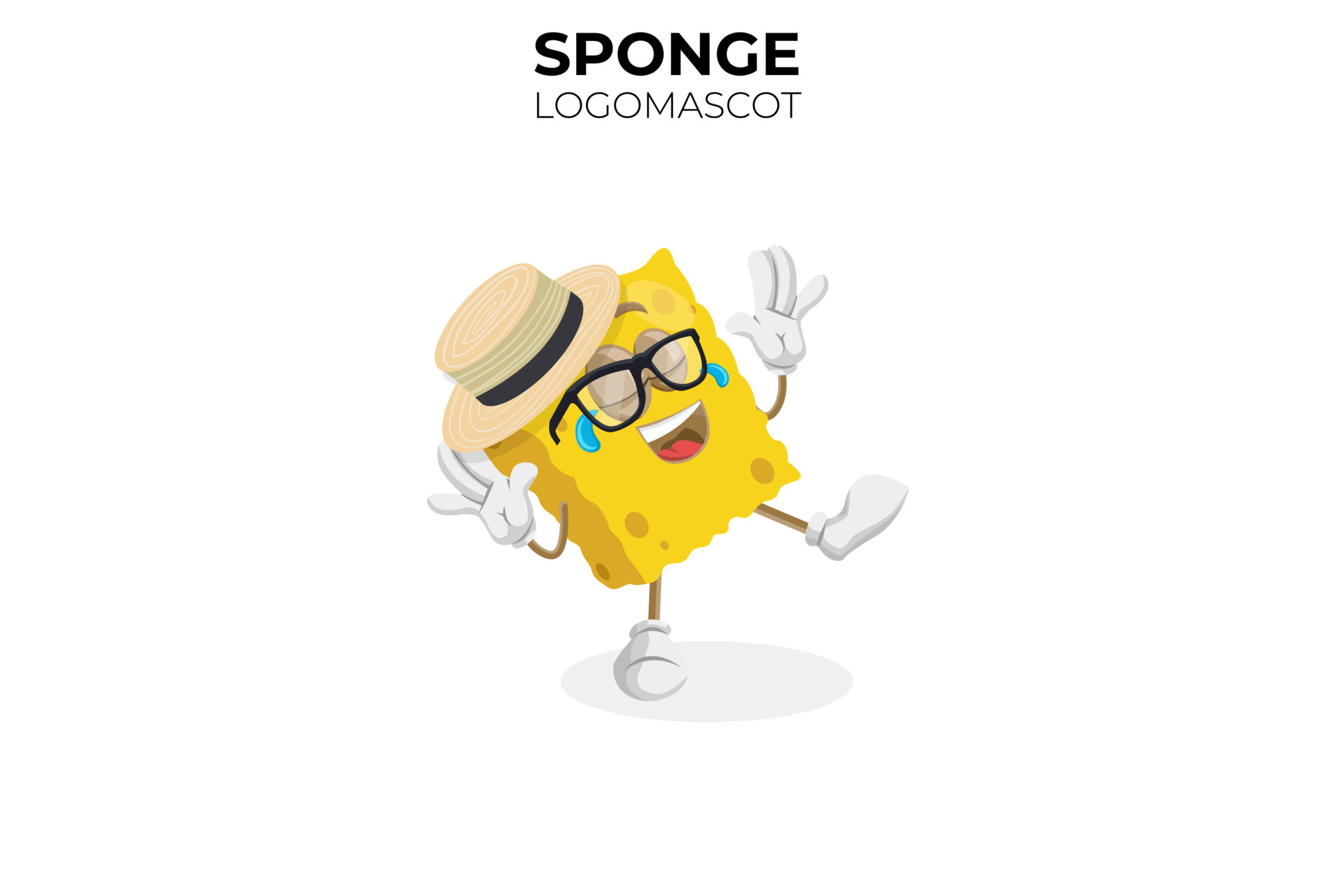 Cartoon sponge mascot, vector illustration of a cute sponge character