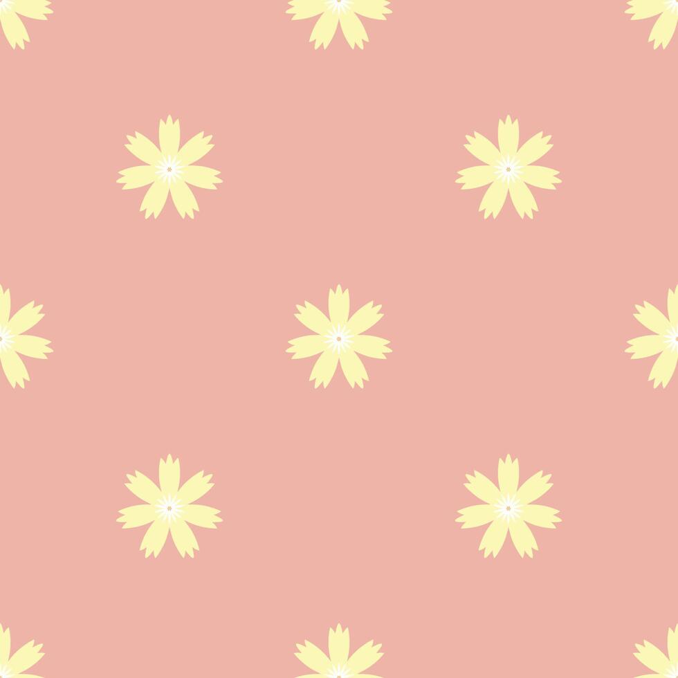 Seamless pattern. Daisy flowers, yellow picture on pink background. Use for backgrounds, wall paper, tile floor, fabric, books, and anything else that you want.  Vector illustration.