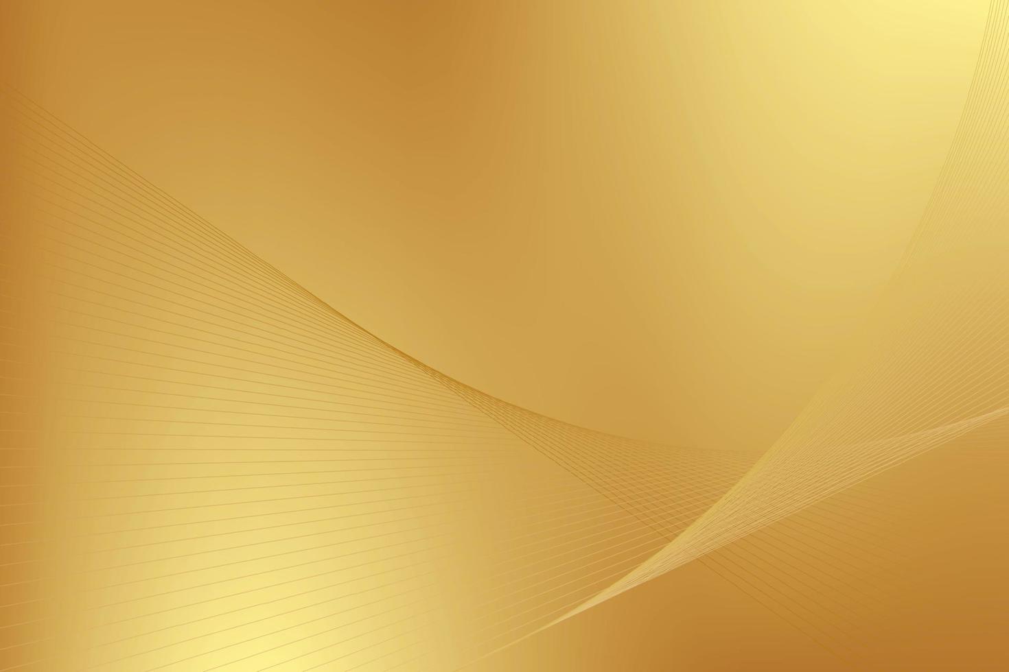 Gold abstract blurred gradient background with wave element, modern stripes. Vector illustration.