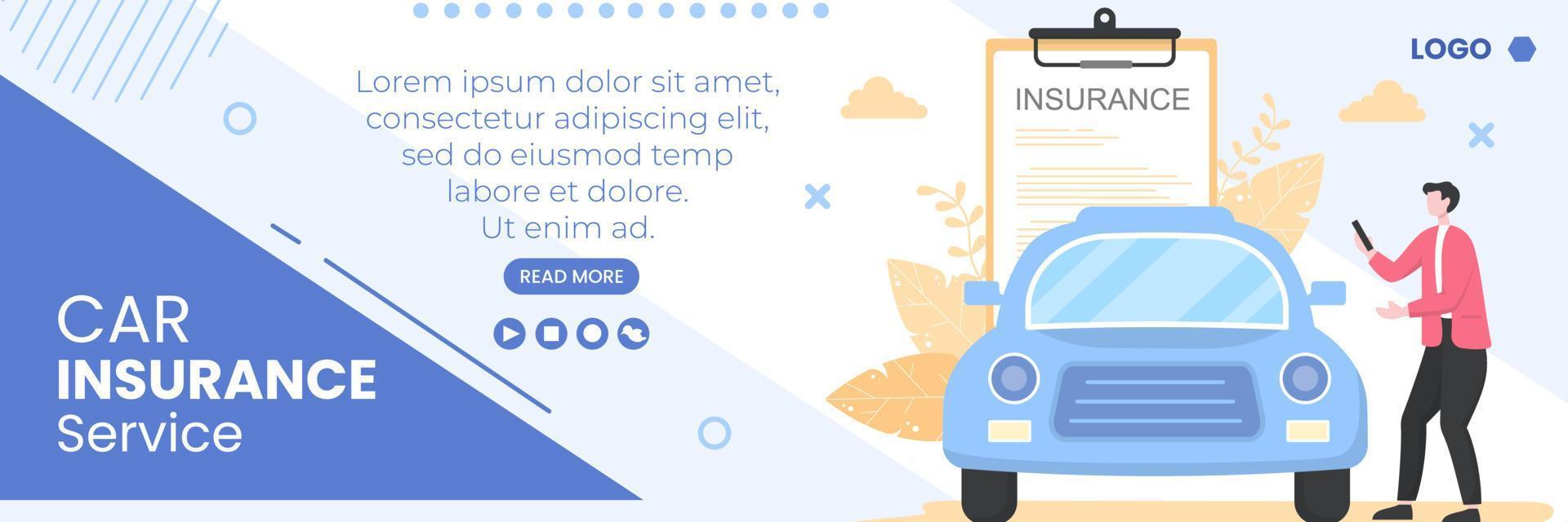 Car Insurance Cover Template Flat Design Illustration Editable of Square Background Suitable for Social media, Greeting Card and Web Internet Ads vector