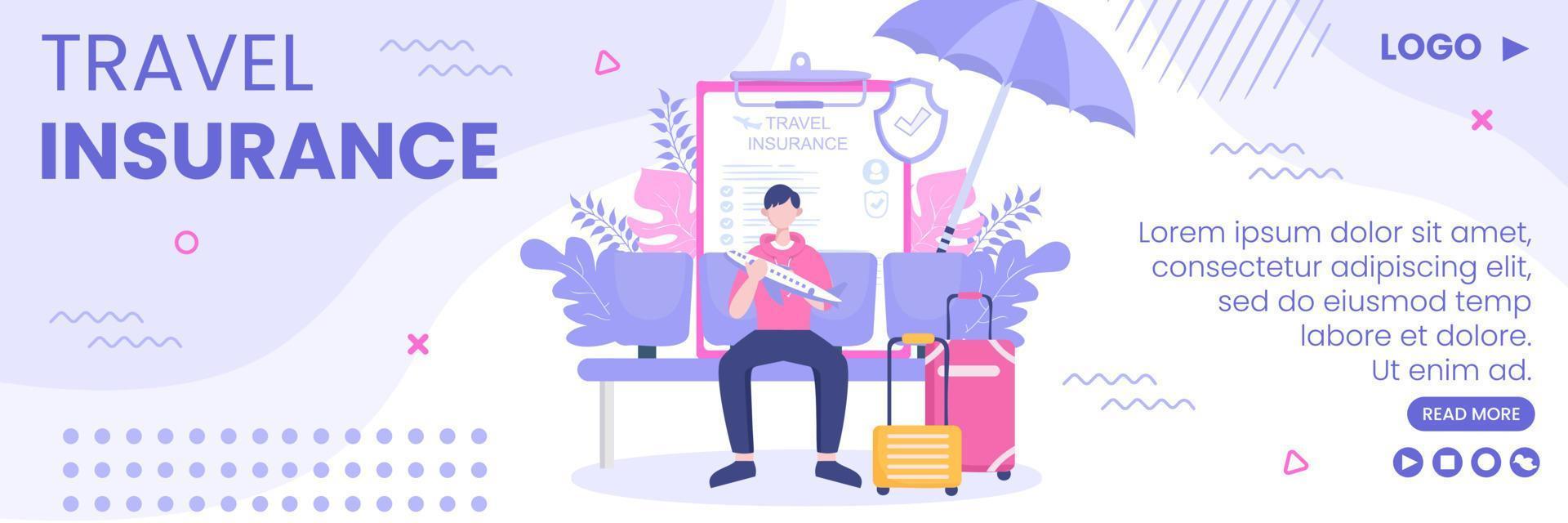 Travel Insurance Cover Template Flat Design Illustration Editable of Square Background for Social media, Greeting Card or Web Internet vector