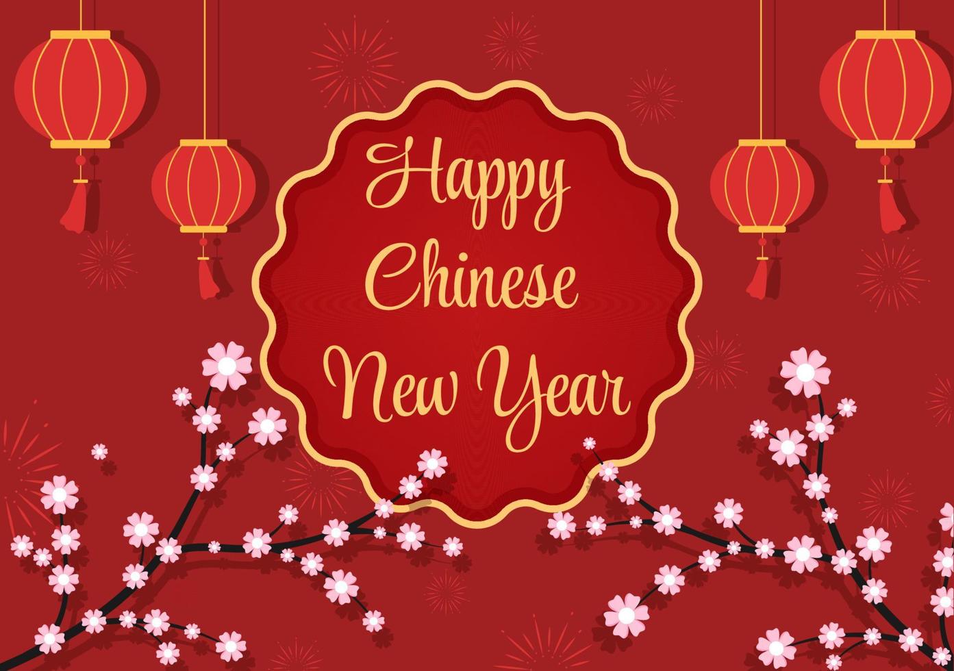 Happy Chinese New Year 2022 with Zodiac Cute Tiger and Flower on Red Background for Greeting Card, Calendar or Poster in Flat Design Illustration vector