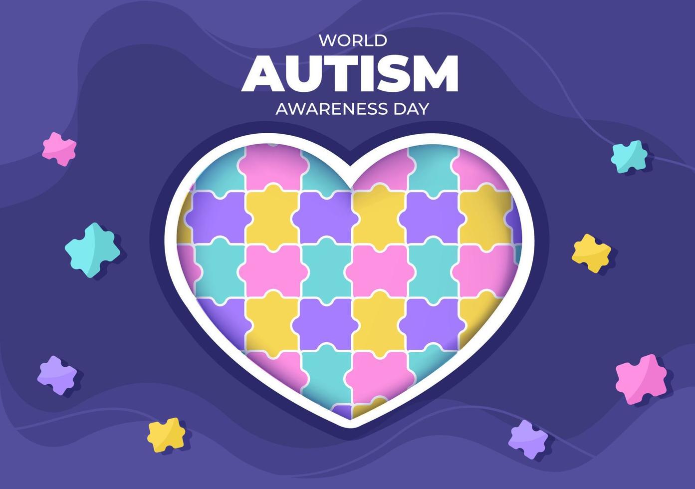 World Autism Awareness Day with Hand and Puzzle Pieces Suitable for Greeting Card, Poster and Banner in Flat Design Illustrations vector