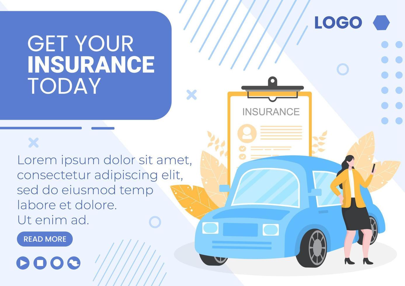 Car Insurance Brochure Template Flat Design Illustration Editable of Square Background Suitable for Social media, Greeting Card and Web Internet Ads vector