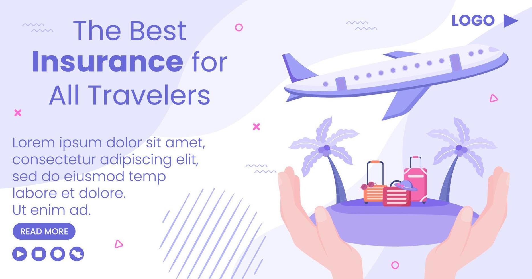 Travel Insurance Post Template Flat Design Illustration Editable of Square Background for Social media, Greeting Card or Web Internet vector