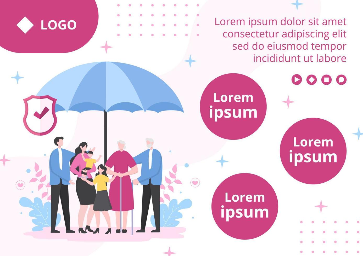 Life Insurance Brochure Template Flat Design Illustration Editable of Square Background Suitable for Social media, Greeting Card or Web Internet Ads vector