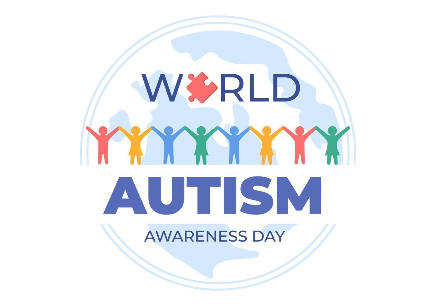 World Autism Awareness Day with Hand and Puzzle Pieces Suitable for Greeting Card, Poster and Banner in Flat Design Illustrations vector