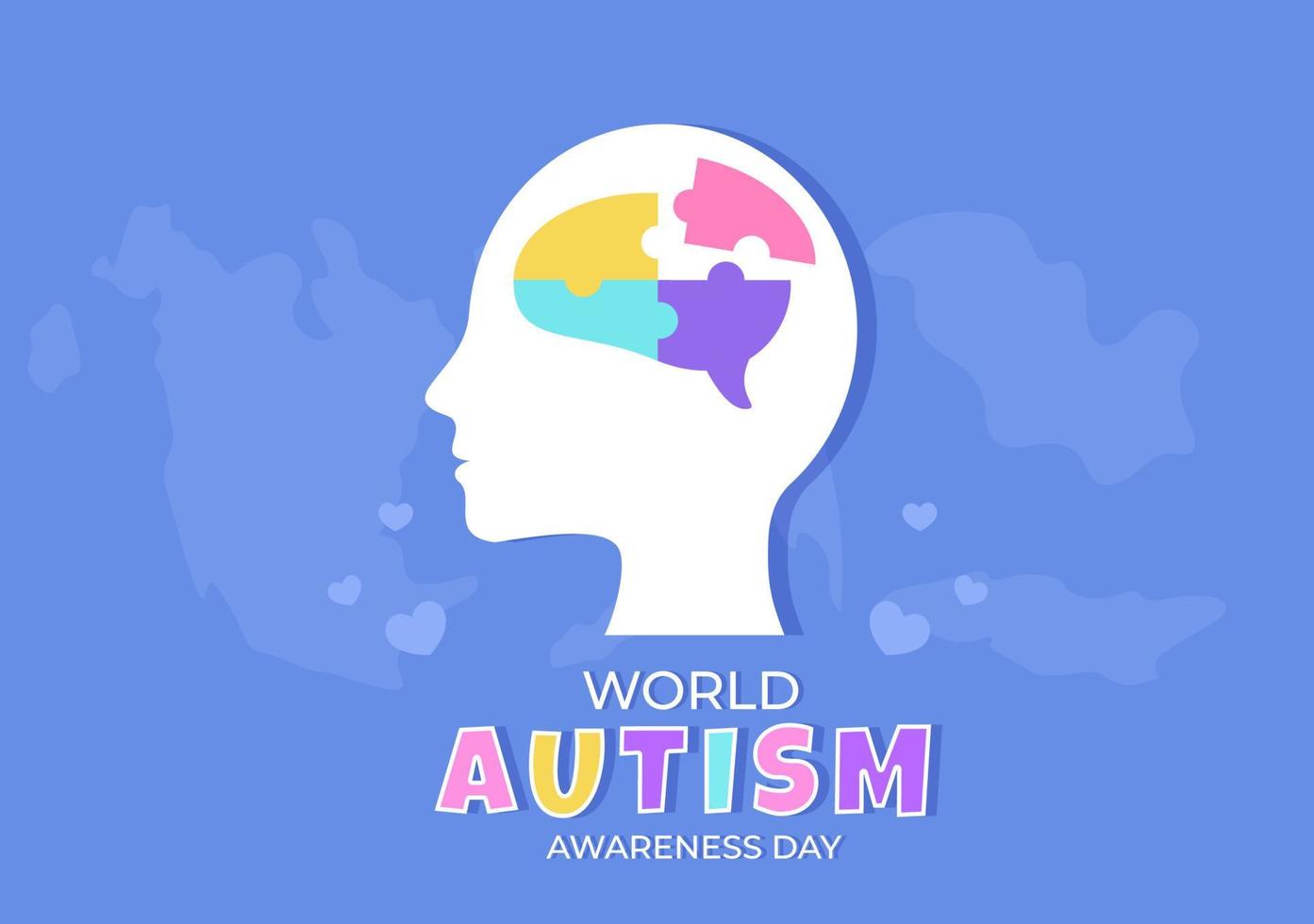 World Autism Awareness Day with Hand and Puzzle Pieces Suitable for Greeting Card, Poster and Banner in Flat Design Illustrations vector