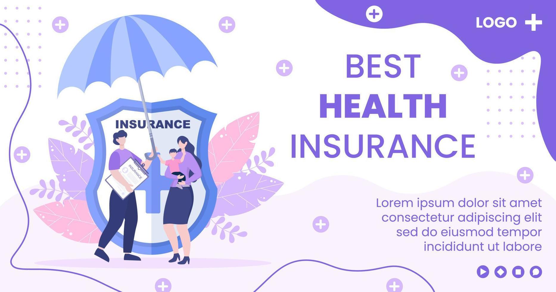 Health care Insurance Post Template Flat Design Illustration Editable of Square Background for Social media, Greeting Card or Web Internet vector
