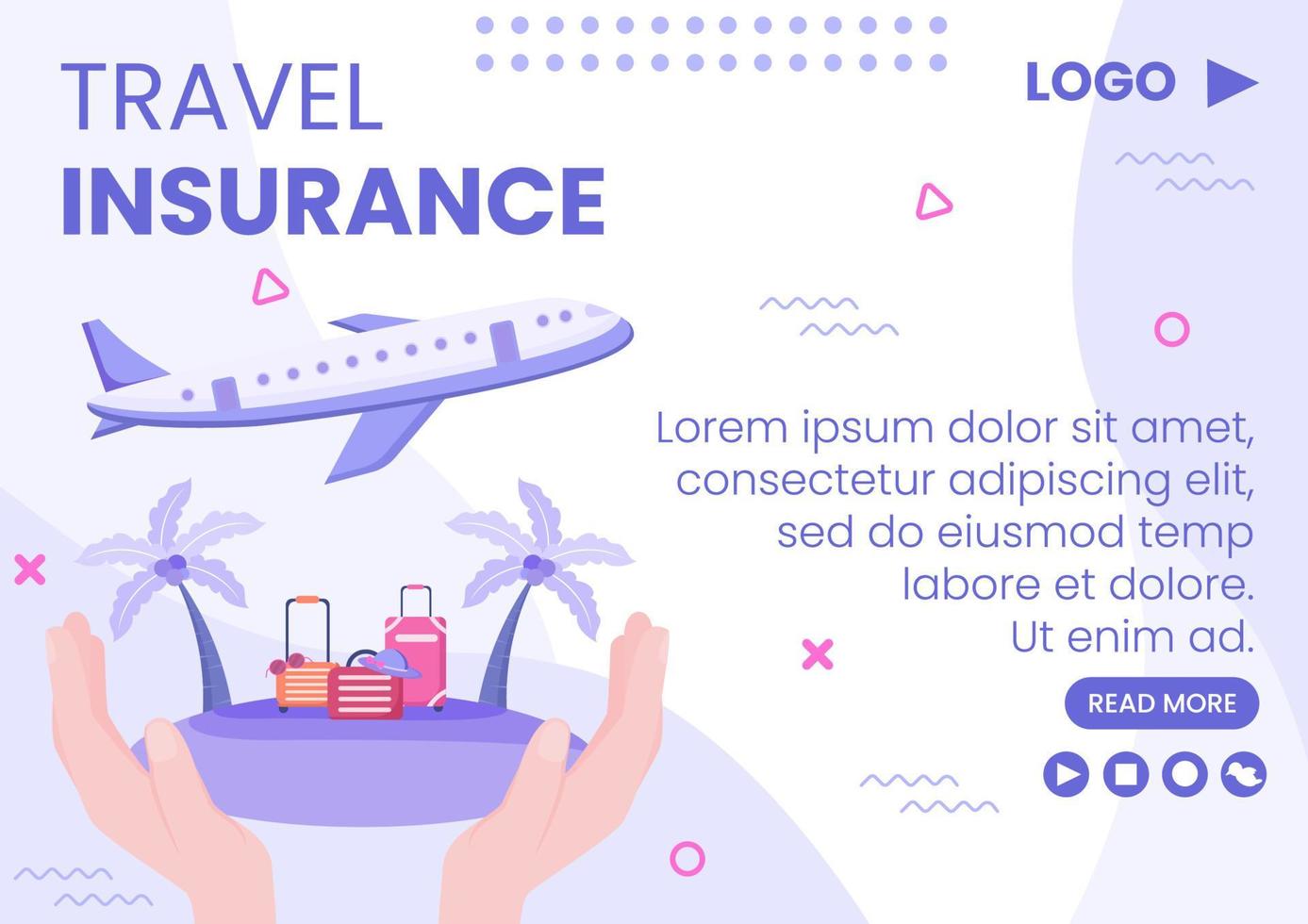 Travel Insurance Brochure Template Flat Design Illustration Editable of Square Background for Social media, Greeting Card or Web Internet vector