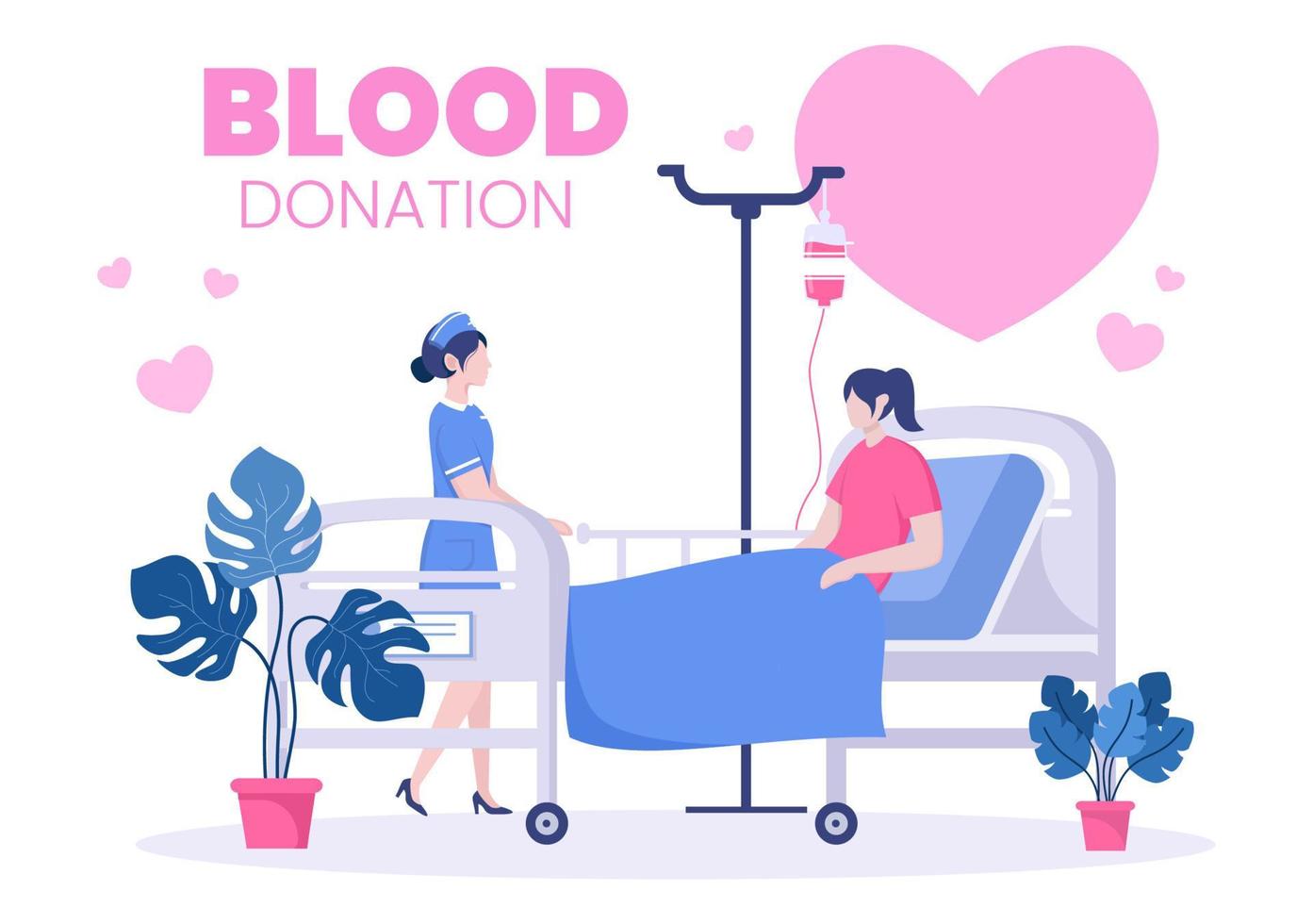 Love Charity or Blood Donation Through a Team of Volunteers Collaborating to Help and Collect Donations for Poster or Banner in Flat Design Illustration vector