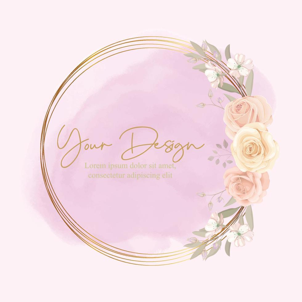 Elegant floral frame with blooming roses design vector