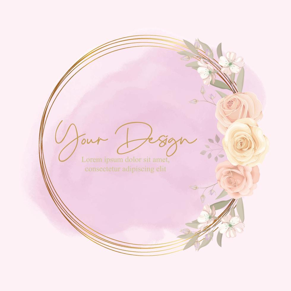 elegante marco floral con diseño de rosas florecientes vector