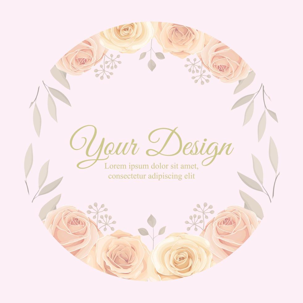 elegante marco floral con diseño de rosas florecientes vector