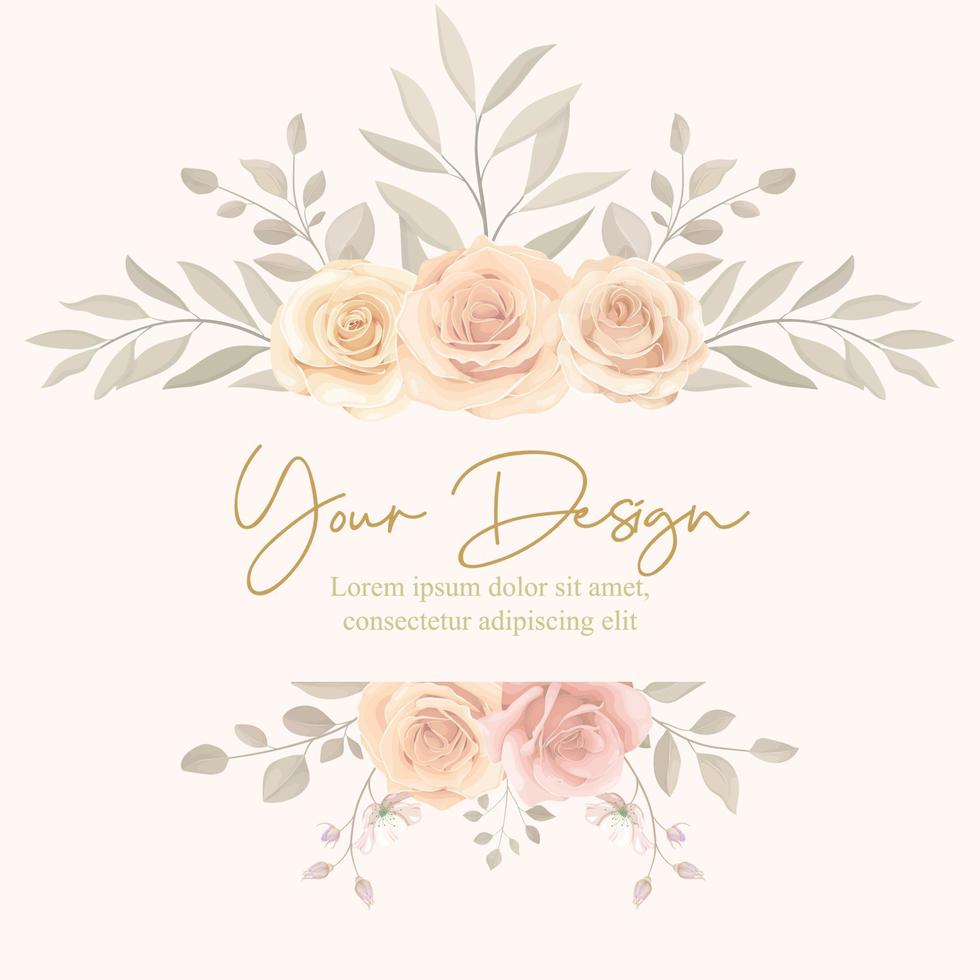 elegante marco floral con diseño de rosas florecientes vector