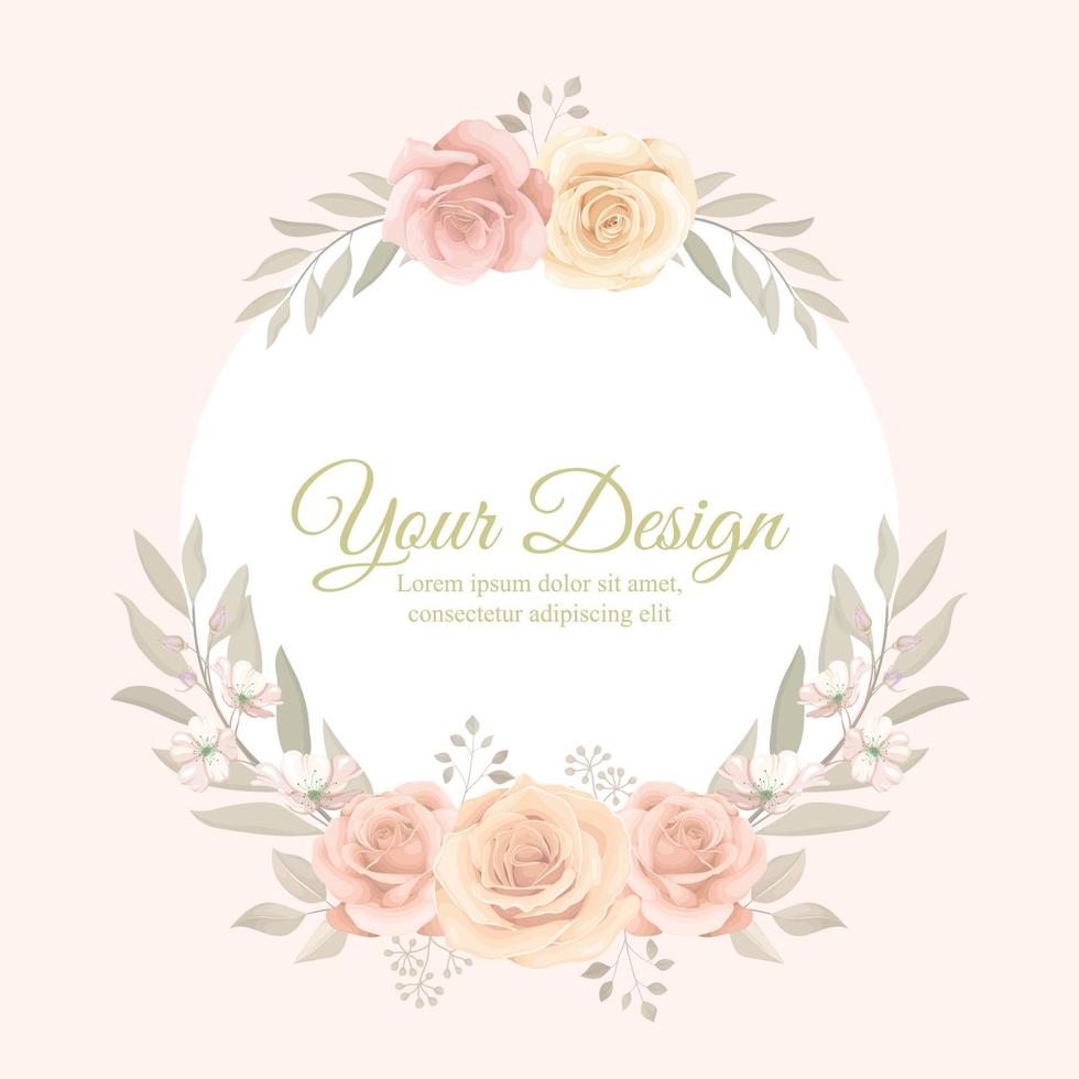 Elegant floral frame with blooming roses design vector