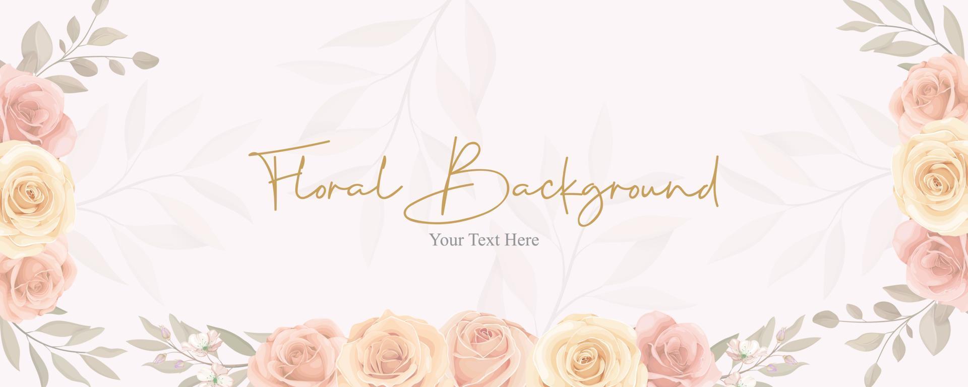 Elegant banner with soft color of blooming rose flower ornament vector