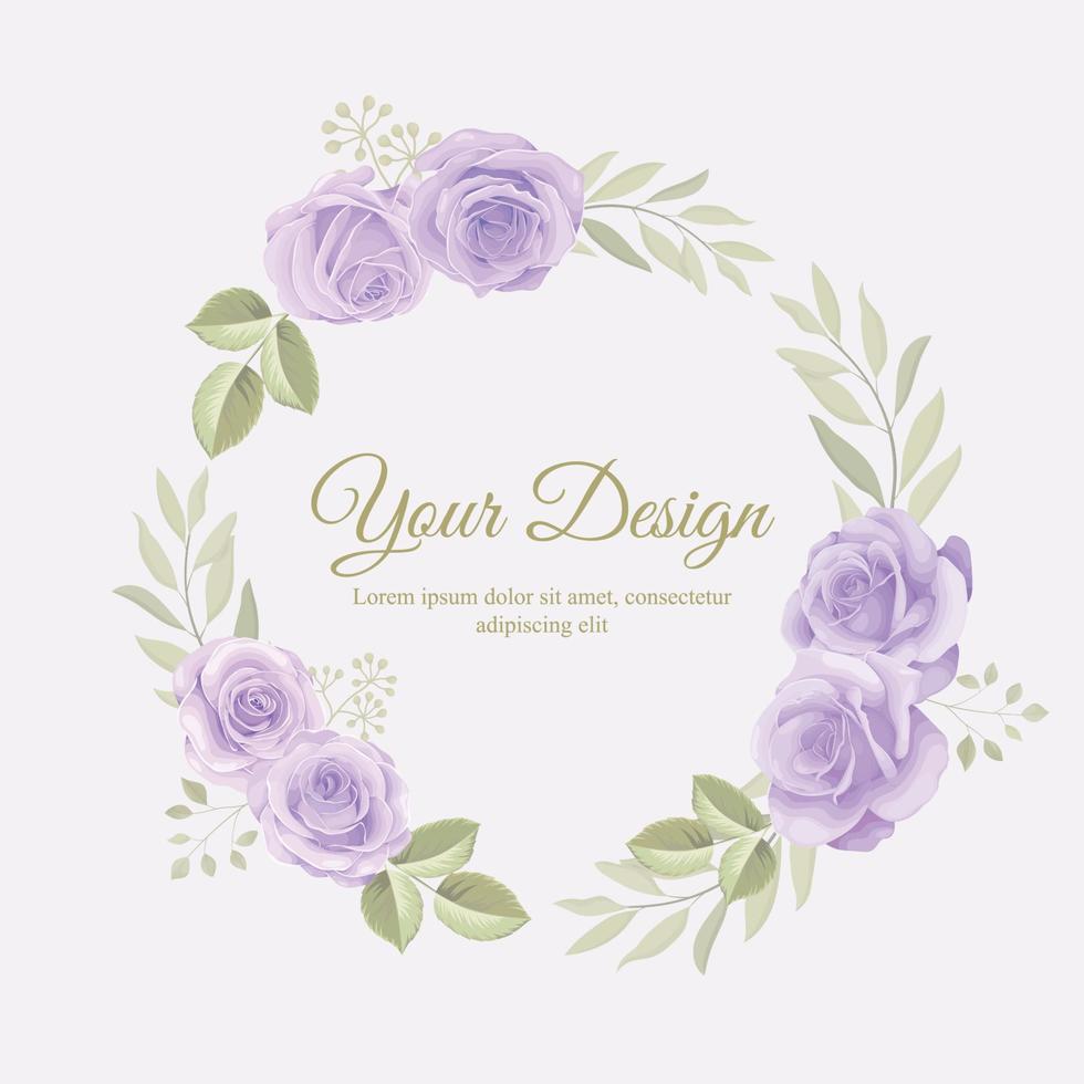 hermosa plantilla de marco floral con adornos de flores rosas dibujadas a mano vector