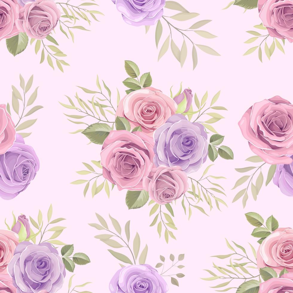 Hand drawn blooming rose flower seamless pattern design vector