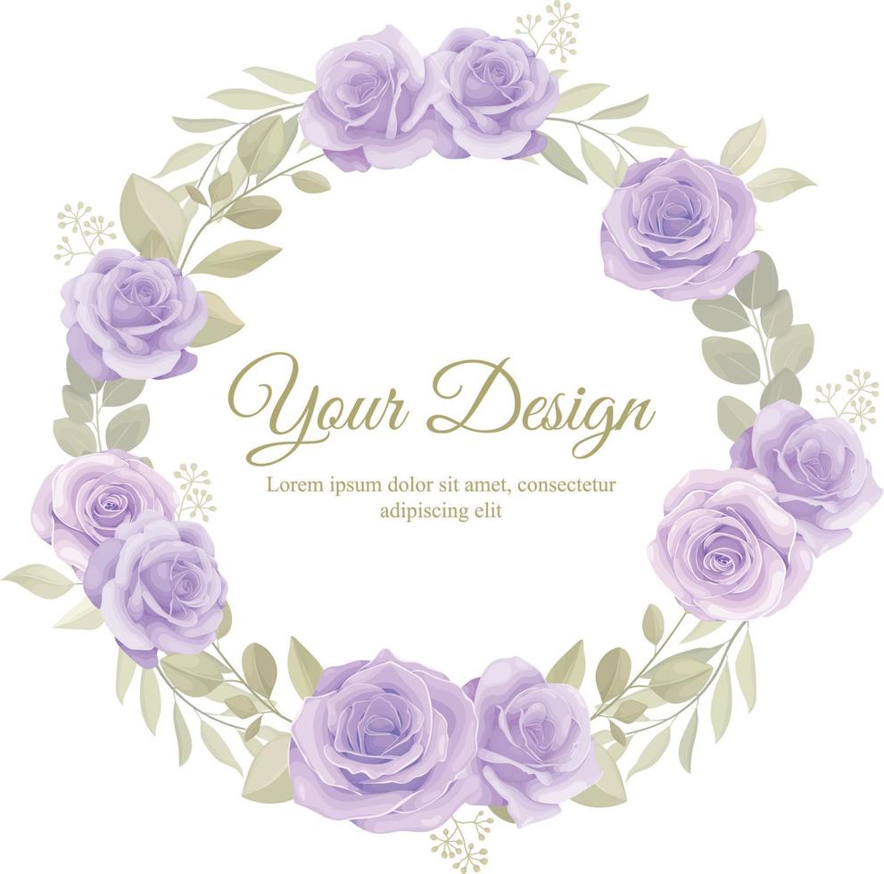 Beautiful floral frame template with hand drawn roses flower ornament vector