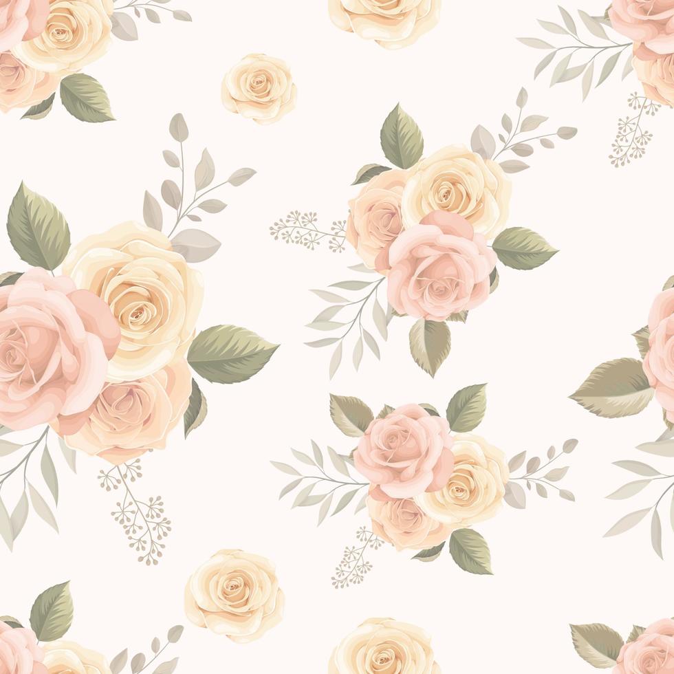 Beautiful seamless pattern design with hand drawn floral background vector