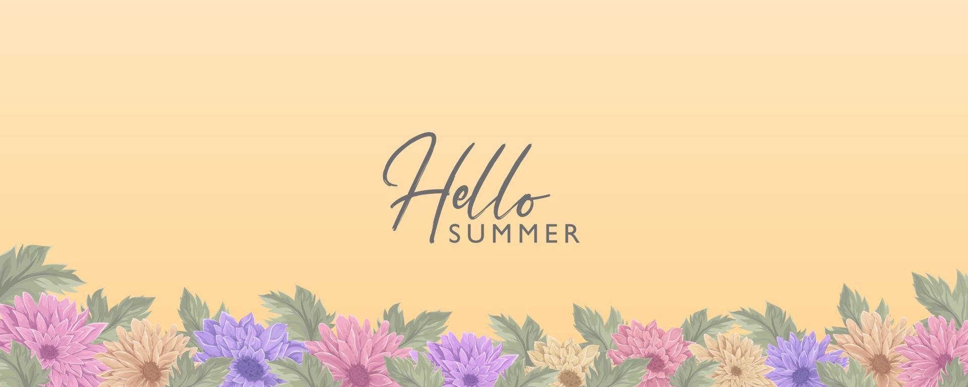 banner floral minimalista con un tema de verano. vector