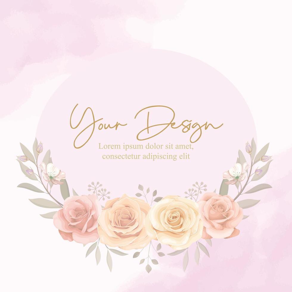 Elegant floral frame with blooming roses design vector