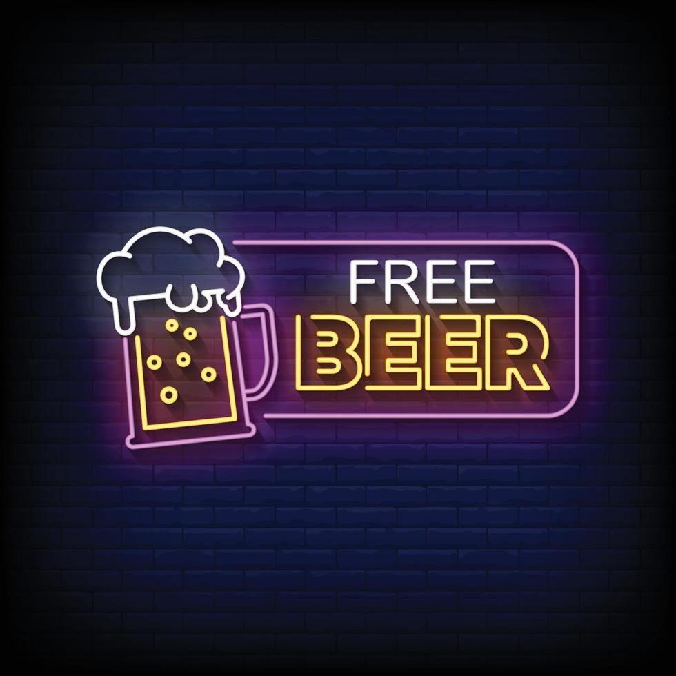 vector de texto de estilo de letreros de neón de cerveza gratis