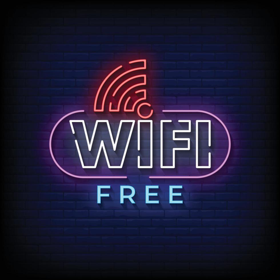 Free Wifi Neon Signs Style Text Vector