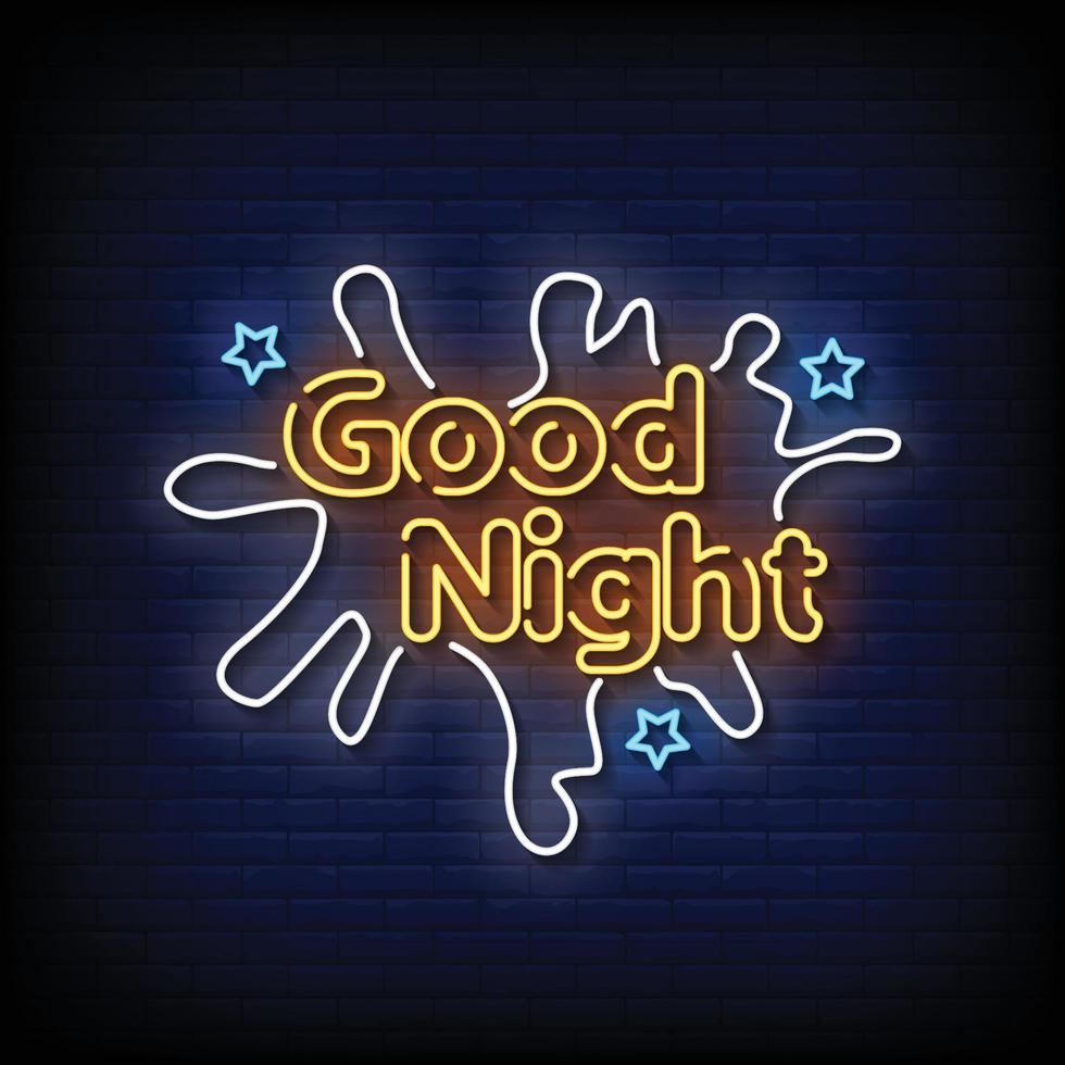 Good Night Neon Signs Style Text Vector