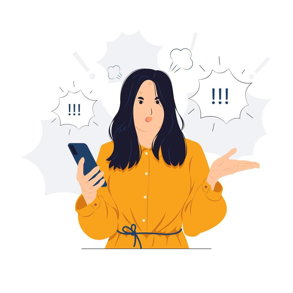 woman feeling angry with brain explosion stressed, shocked, surprise face, angry and frustrated. Fear and upset for mistake concept illustration vector